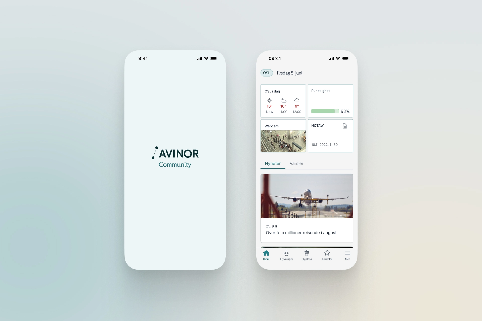 Detaljskjerm fra Avinor Community-appen.