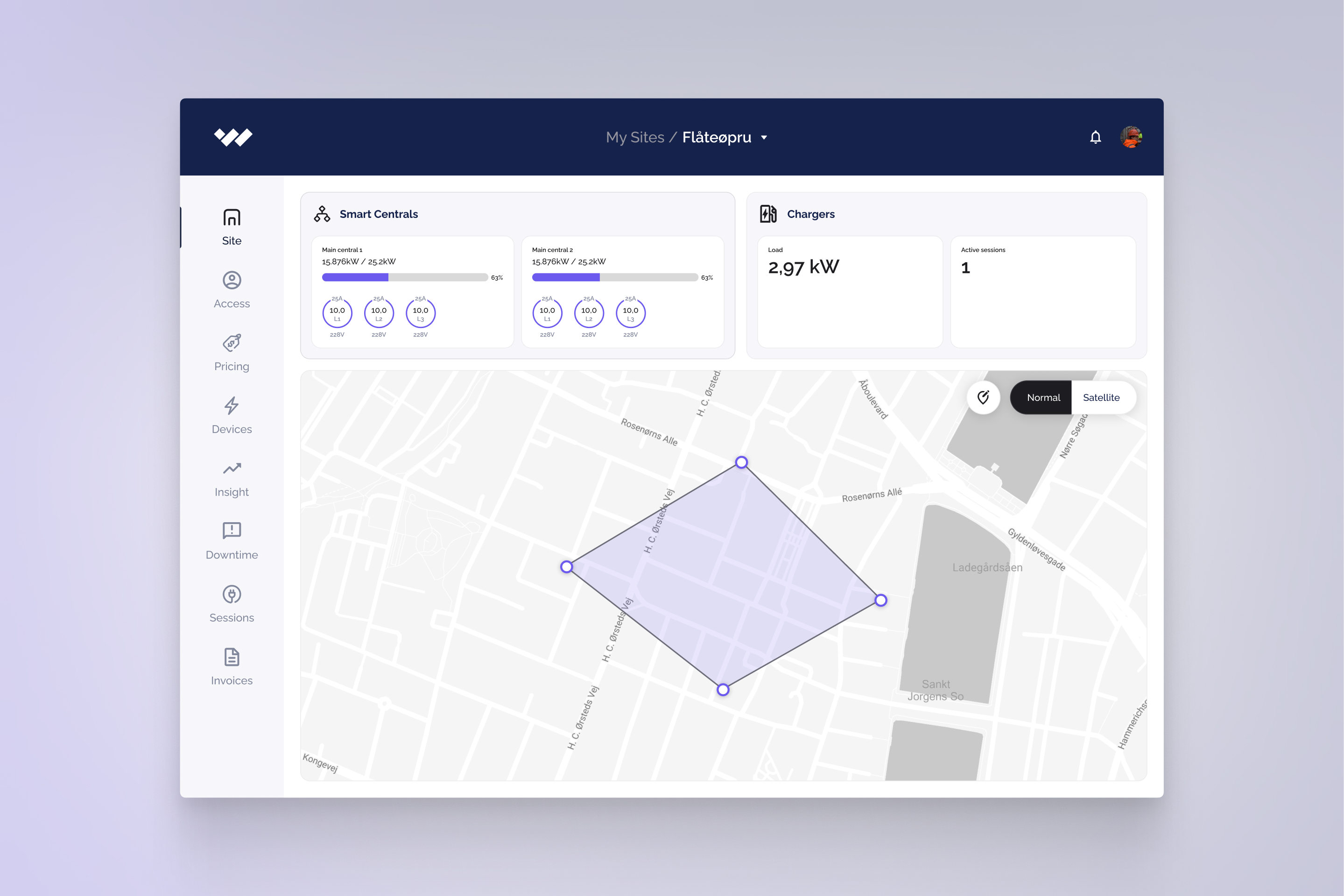 Markering av et arbeidsområde i programmet laget for Naeva.